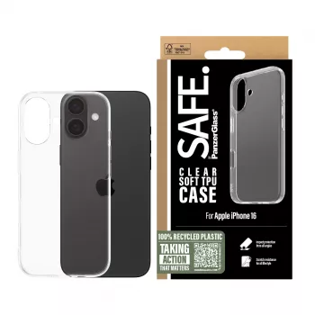 PanzerGlass SAFE. by ® TPU Case Transparent iPhone 16, Cover, Apple, Apple - iPhone 16, Transparent