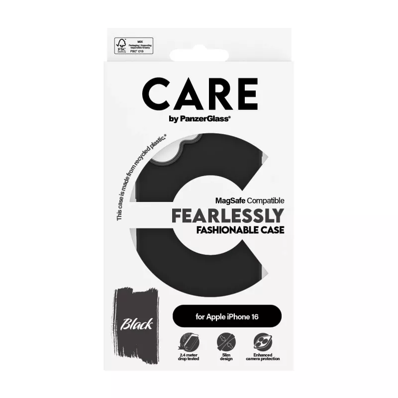 PanzerGlass CARE™ by ® Case Black w. MagSafe iPhone 16, Cover, Apple, Apple - iPhone 16, Black