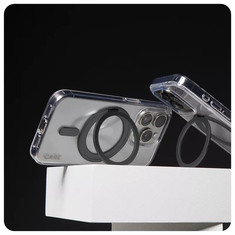 PanzerGlass CARE™ by ® Case Transparent w. Black Kickstand & MagSafe iPhone 16