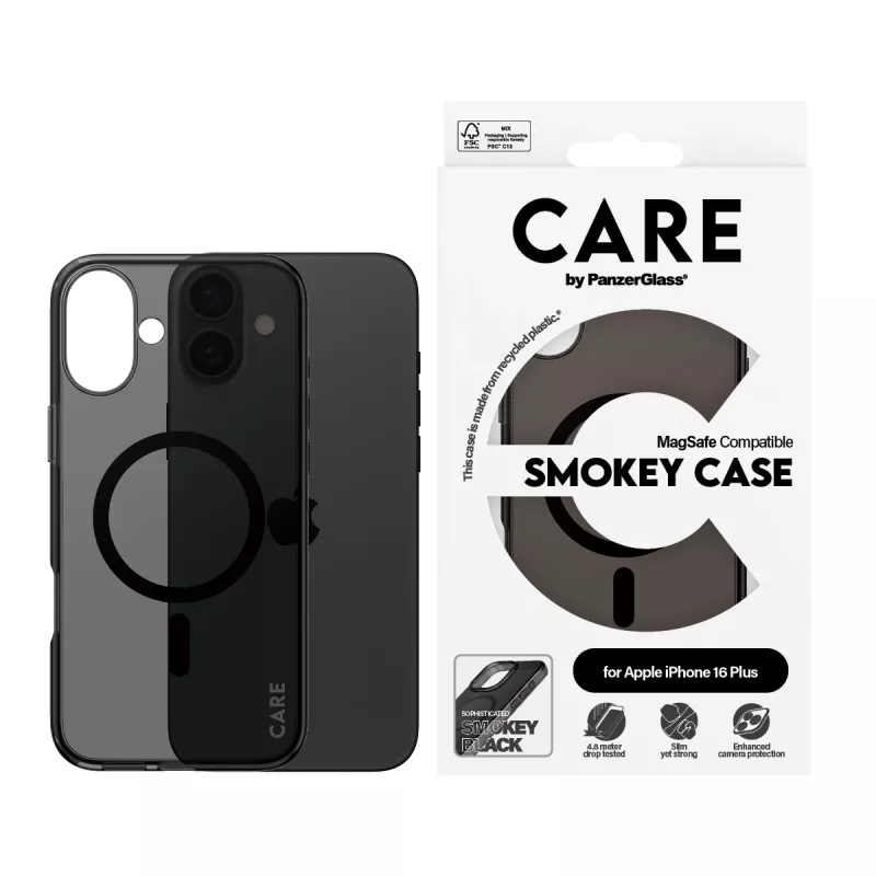 PanzerGlass CARE™ by ® Urban Combat Case Smokey w. Black MagSafe iPhone 16 Plus
