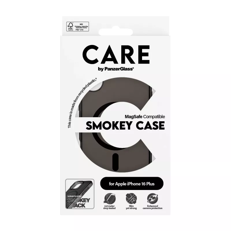 PanzerGlass CARE™ by ® Urban Combat Case Smokey w. Black MagSafe iPhone 16 Plus