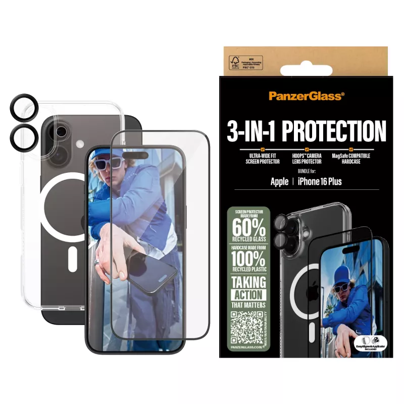 PanzerGlass ® 3-in-1 Protection Bundle iPhone 16 Plus