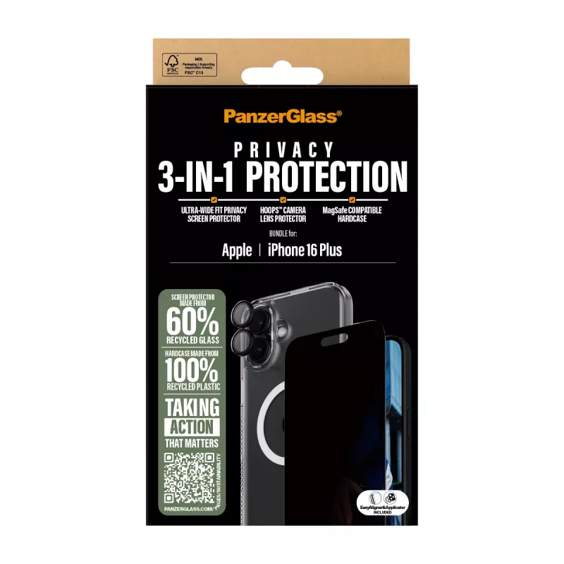 PanzerGlass ® 3-in-1 Privacy Protection Bundle iPhone 16 Plus