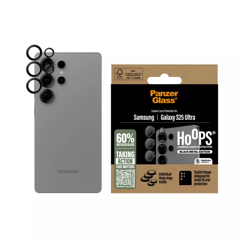 PanzerGlass ® Hoops® Camera Lens Protector Black Samsung Galaxy S25 Ultra