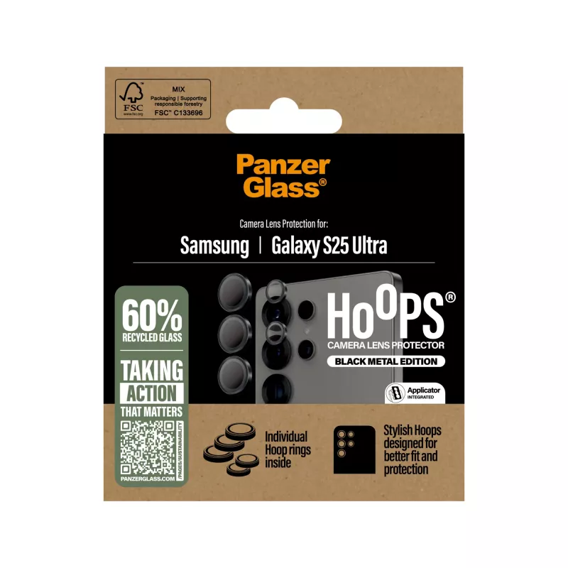 PanzerGlass ® Hoops® Camera Lens Protector Black Samsung Galaxy S25 Ultra