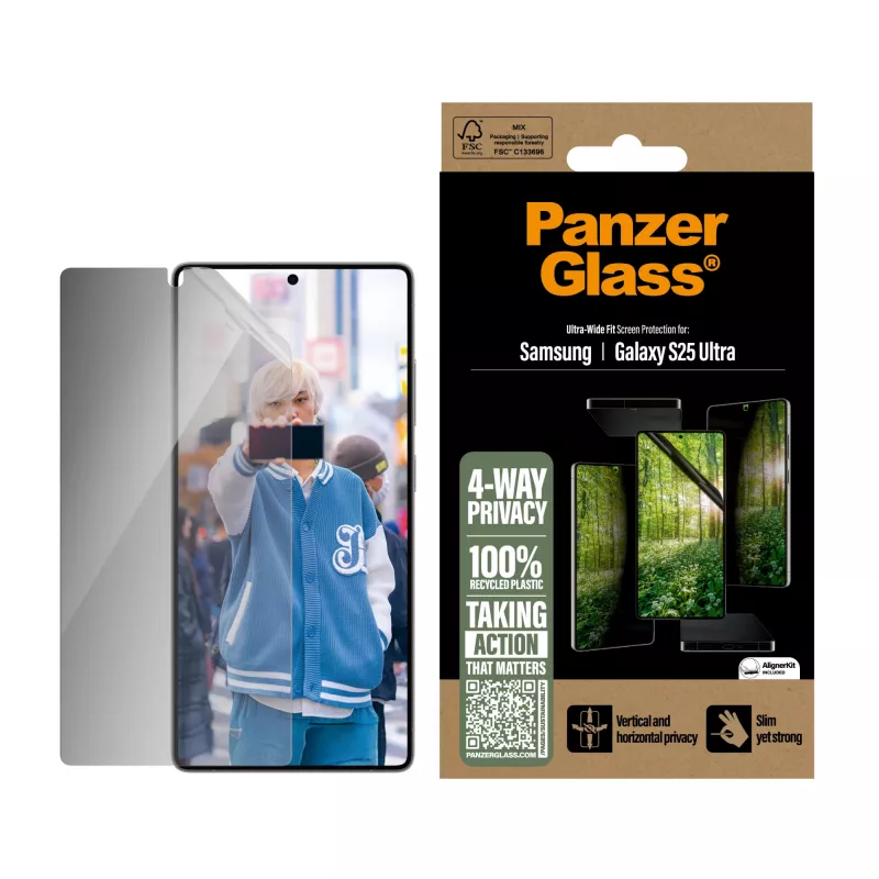 PanzerGlass ® ECO MATRIX 4-Way Privacy Screen Protector Samsung Galaxy S25 Ultra | Ultra-wide Fit