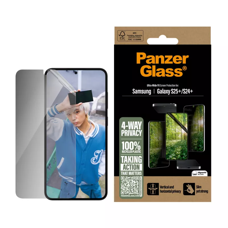 PanzerGlass ® ECO MATRIX 4-Way Privacy Screen Protector Samsung Galaxy S25+ | S24+ | Ultra-Wide Fit