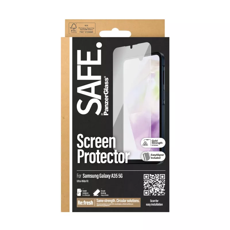 PanzerGlass SAFE. by ® Screen Protector Samsung Galaxy A35 5G | Ultra-Wide Fit w. EasyAligner