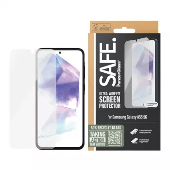 PanzerGlass SAFE. by ® Screen Protector Samsung Galaxy A55 5G | Ultra-Wide Fit w. EasyAligner