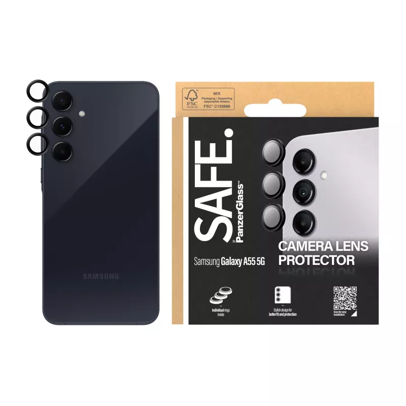 PanzerGlass SAFE. by ® Camera Lens Protector Black Samsung Galaxy A55 5G