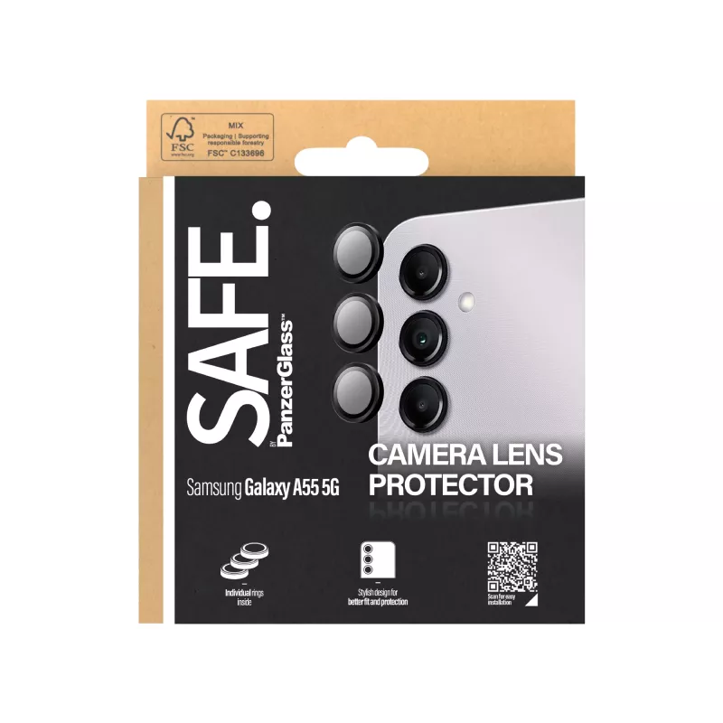 PanzerGlass SAFE. by ® Camera Lens Protector Black Samsung Galaxy A55 5G