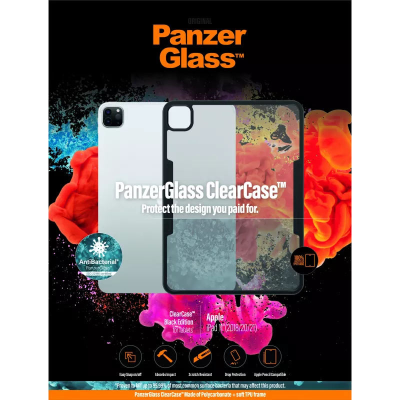 PanzerGlass ® ClearCase™ iPad Pro 11″ (2018, 2020-2022), Cover, Apple, Apple - iPad Pro 11″, 27.9 cm (11 inch), Black