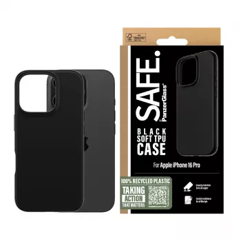 PanzerGlass SAFE. by ® TPU Case Black iPhone 16 Pro, Cover, Apple, Apple - iPhone 16 Pro, Black