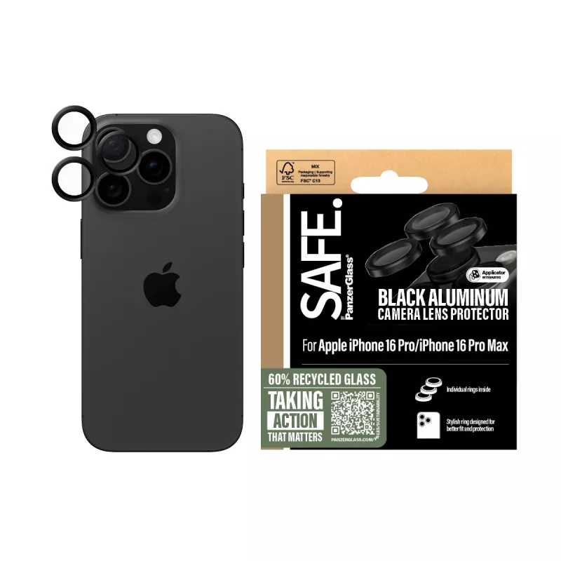 PanzerGlass SAFE. by ® Camera Lens Protector Black iPhone iPhone 16 Pro | 16 Pro Max
