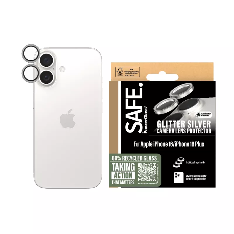 Camera Lens Protector PanzerGlass SAFE. by Glitter Silver iPhone '24 6.1 inch | 6.7 inch