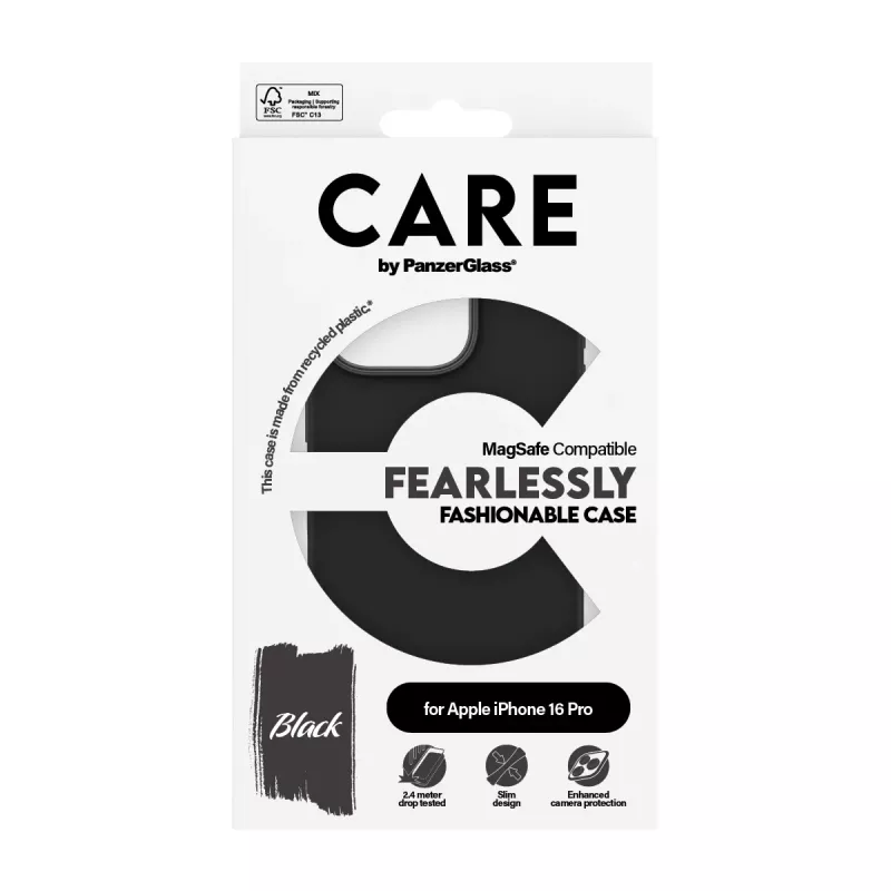 PanzerGlass CARE™ by ® Case Black w. MagSafe iPhone 16 Pro, Cover, Apple, Apple - iPhone 16 Pro, Black