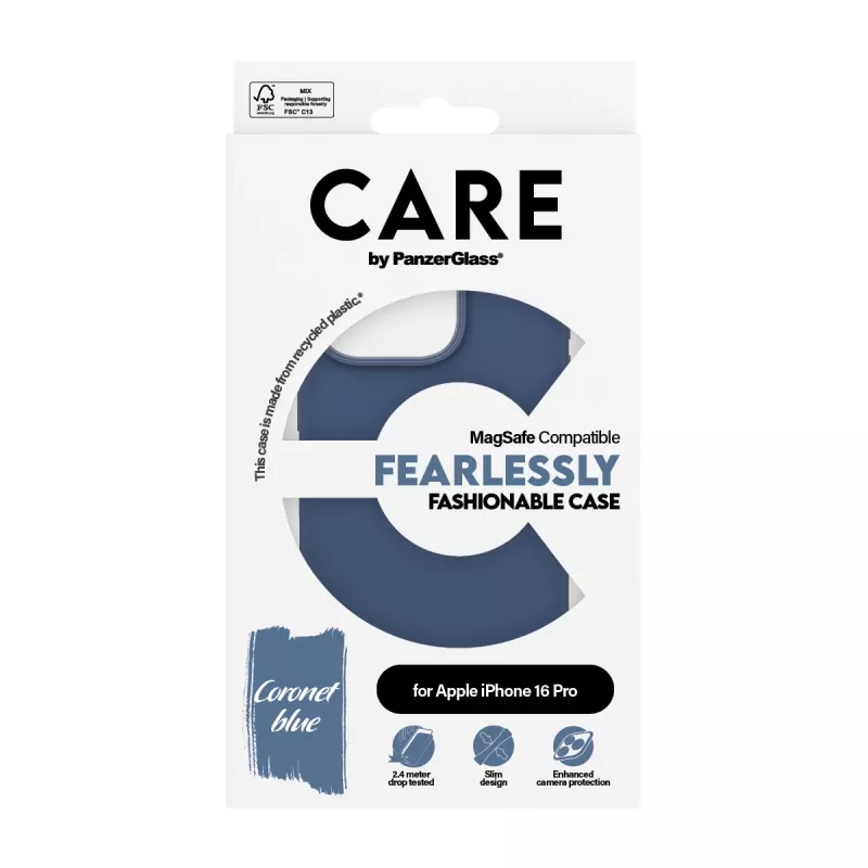 PanzerGlass CARE™ by ® Case Blue w. MagSafe iPhone 16 Pro, Cover, Apple, Apple - iPhone 16 Pro, Blue