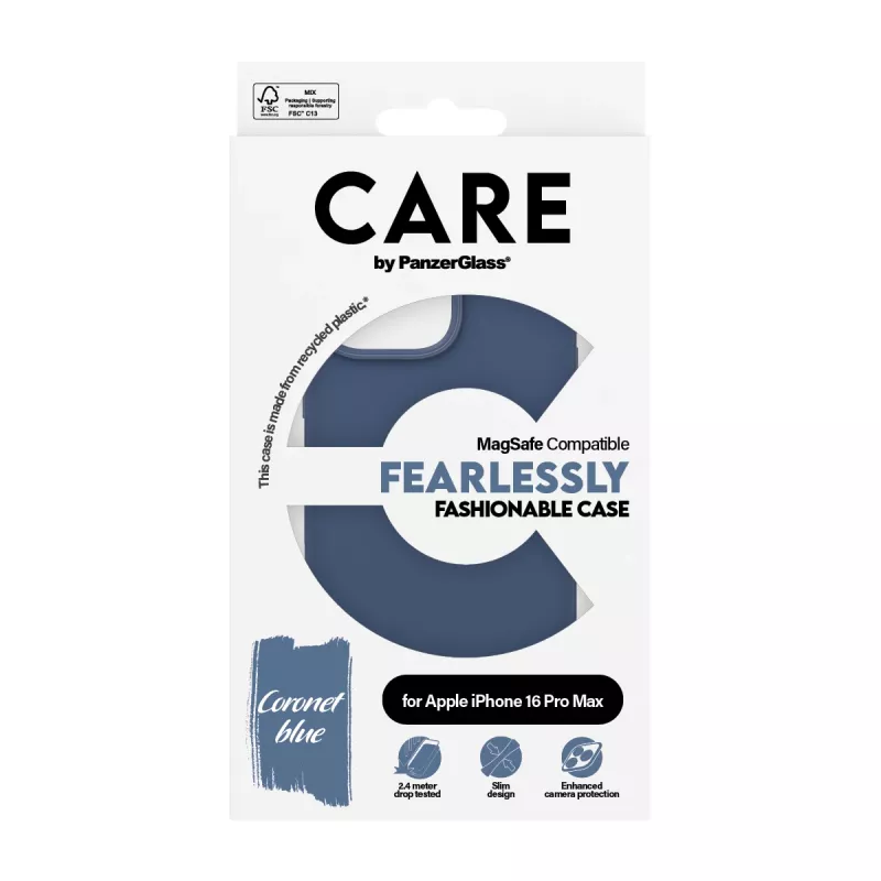 PanzerGlass CARE Fashionable Case for iPhone 16 Pro Max 6.9 inch, MagSafe, blue