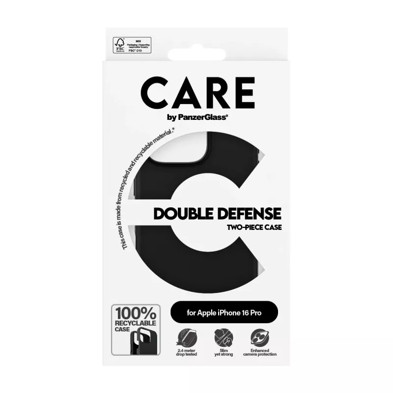 PanzerGlass CARE™ by ® Double Defense Case Black iPhone 16 Pro