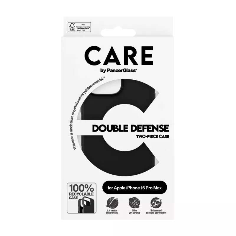 Cover PanzerGlass CARE by ® Feature Case Double Defense Black iPhone '24 6.9 inch Pro