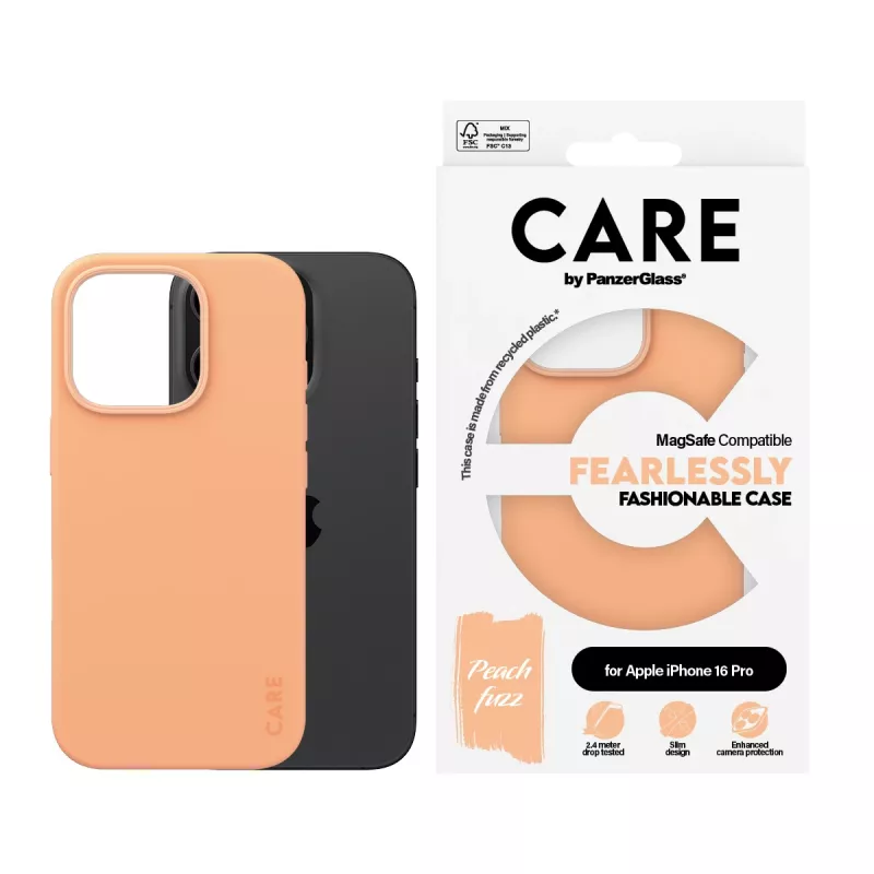 PanzerGlass CARE™ by ® Case Peachy w. MagSafe iPhone 16 Pro, Cover, Apple, Apple - iPhone 16 Pro, Pink