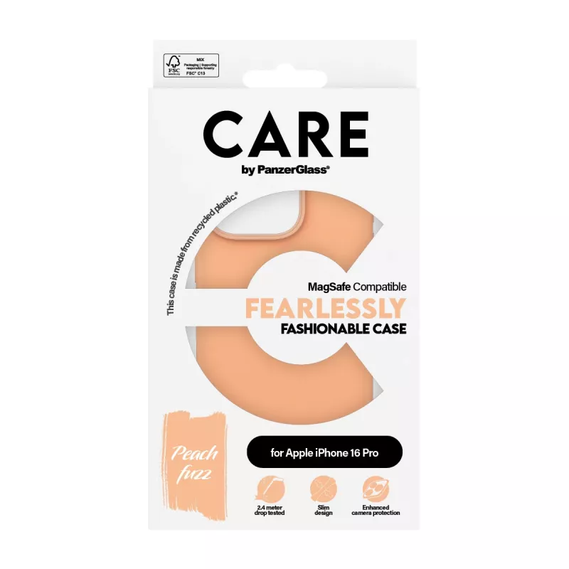 PanzerGlass CARE™ by ® Case Peachy w. MagSafe iPhone 16 Pro, Cover, Apple, Apple - iPhone 16 Pro, Pink
