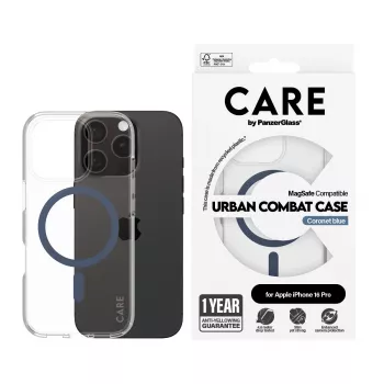 Cover PanzerGlass CARE by Flagship Case Transparent Urban Combat Blue MagSafe iPhone 16 Pro