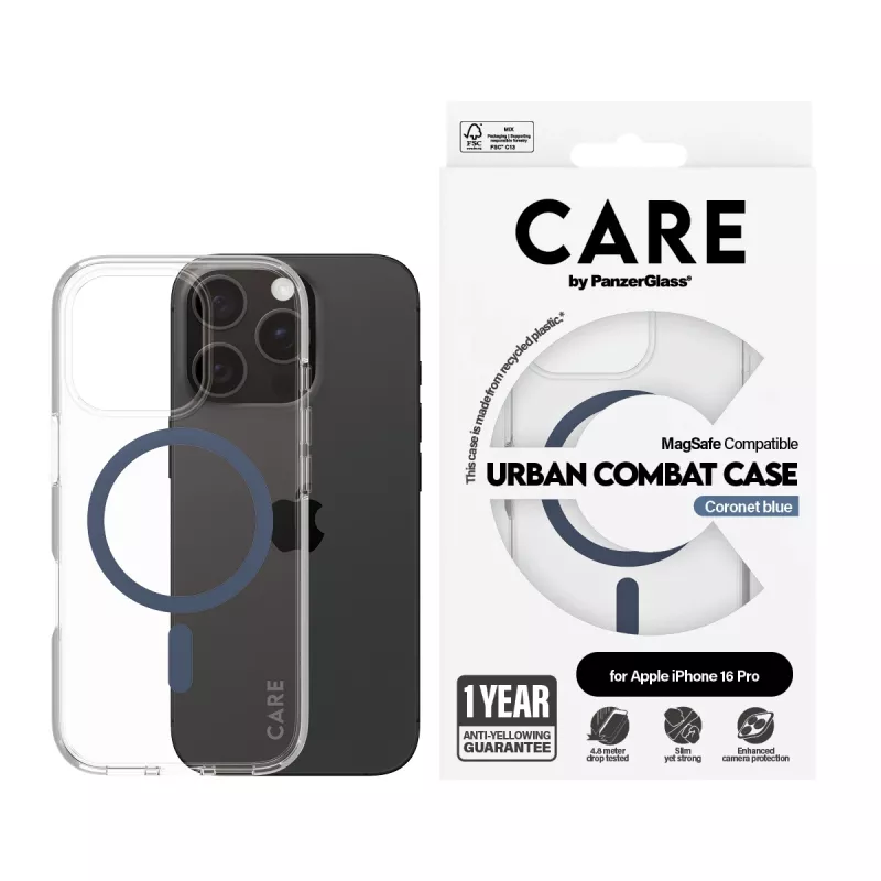 Cover PanzerGlass CARE by Flagship Case Transparent Urban Combat Blue MagSafe iPhone 16 Pro