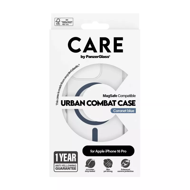 Cover PanzerGlass CARE by Flagship Case Transparent Urban Combat Blue MagSafe iPhone 16 Pro