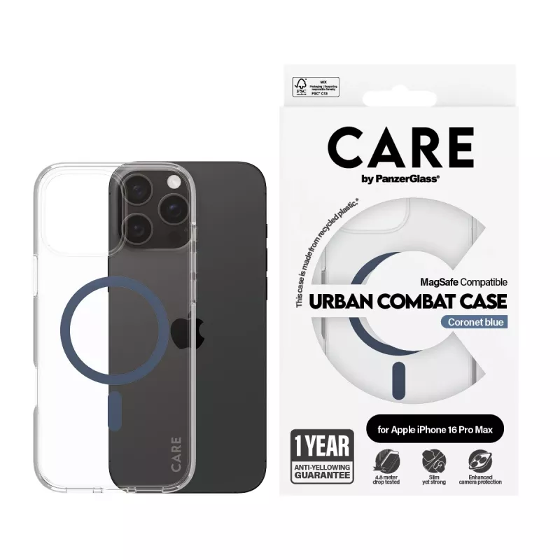 Cover PanzerGlass CARE by Flagship Case Transparent Urban Combat Blue MagSafe iPhone 16 Pro Max