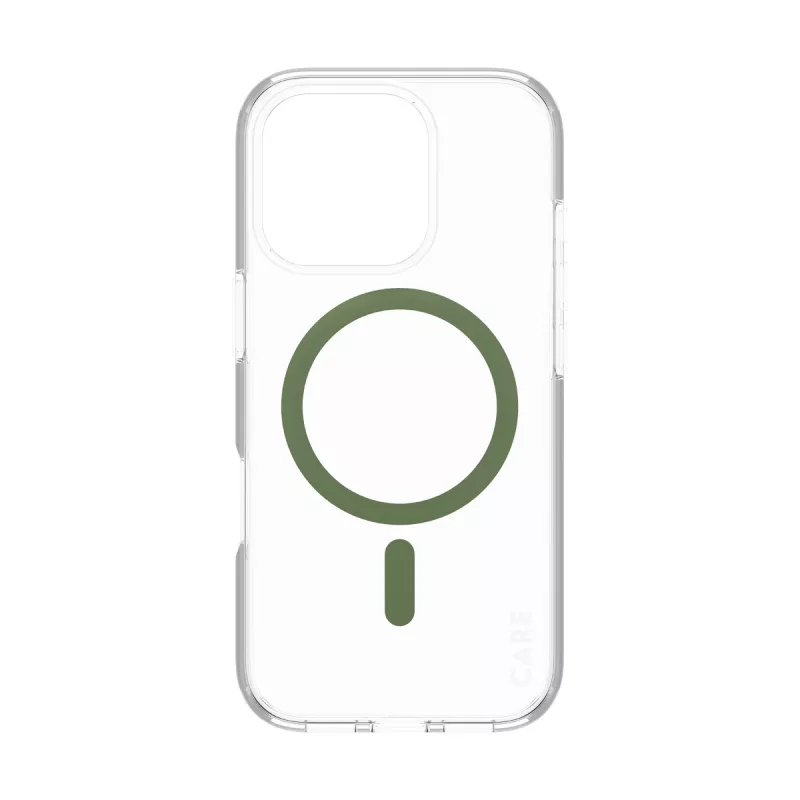 PanzerGlass CARE™ by ® Urban Combat Case Transparent w. Green MagSafe iPhone 16 Pro