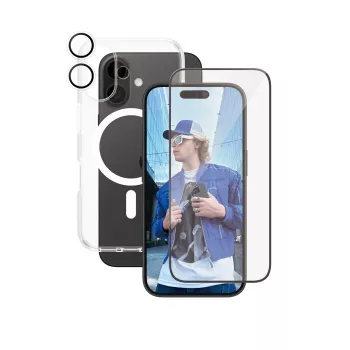 PanzerGlass ® | CARE by ® Flagship 3-in-1 Bundle iPhone 16, Apple, Apple - iPhone 16, Dry application, Scratch resistant, Shock resistant, Transparent, 1 pc(s)