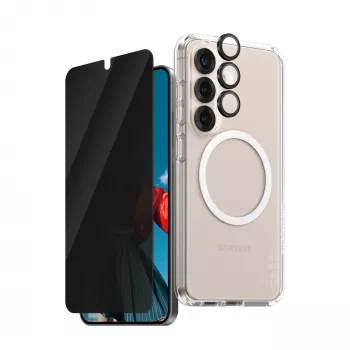PanzerGlass ® | CARE by ® Flagship 3-in-1 Privacy Bundle Samsung Galaxy S25