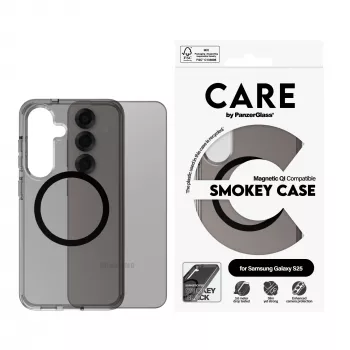 PanzerGlass CARE™ by ® Urban Combat Case Smokey w. Black Qi Compatible Samsung Galaxy S25