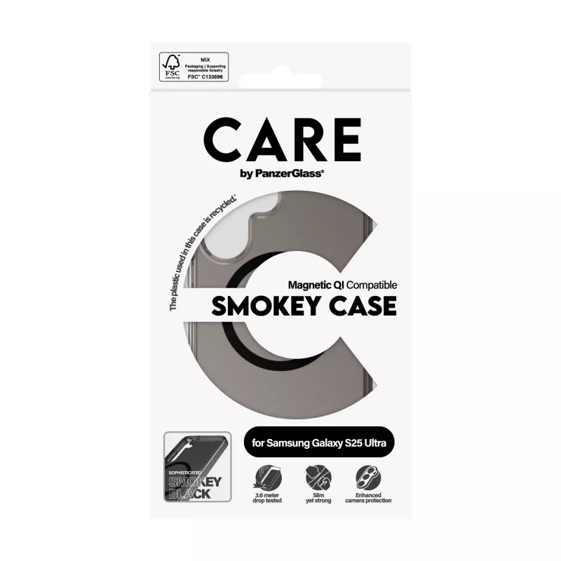 PanzerGlass CARE™ by ® Urban Combat Case Smokey w. Black Qi Compatible Samsung Galaxy S25 Ultra