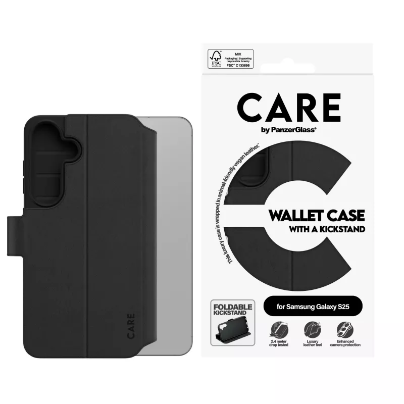 Wallet Case PanzerGlass Samsung Galaxy S25 Transparent with Kickstand