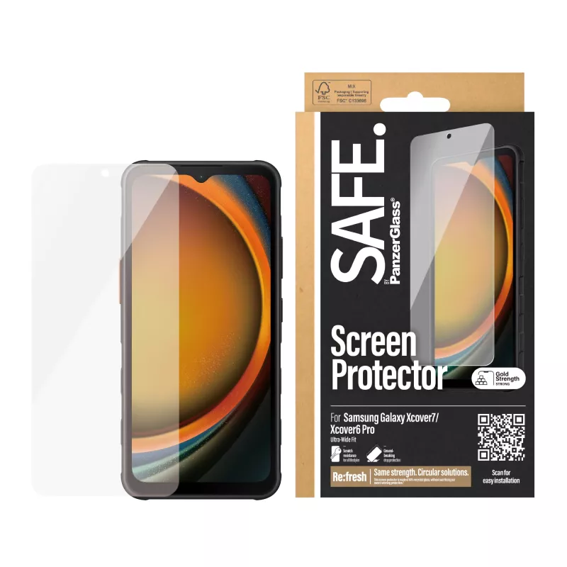 PanzerGlass SAFE. by ® Samsung Galaxy Xcover7| Ultra-Wide Fit