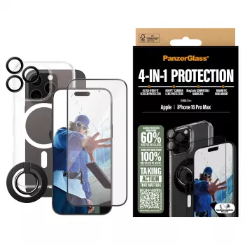 PanzerGlass ® 4-in-1 Protection Bundle iPhone 16 Pro Max, Apple, Apple - iPhone 16 Pro Max, Dry application, Scratch resistant, Shock resistant, Transparent, 1 pc(s)