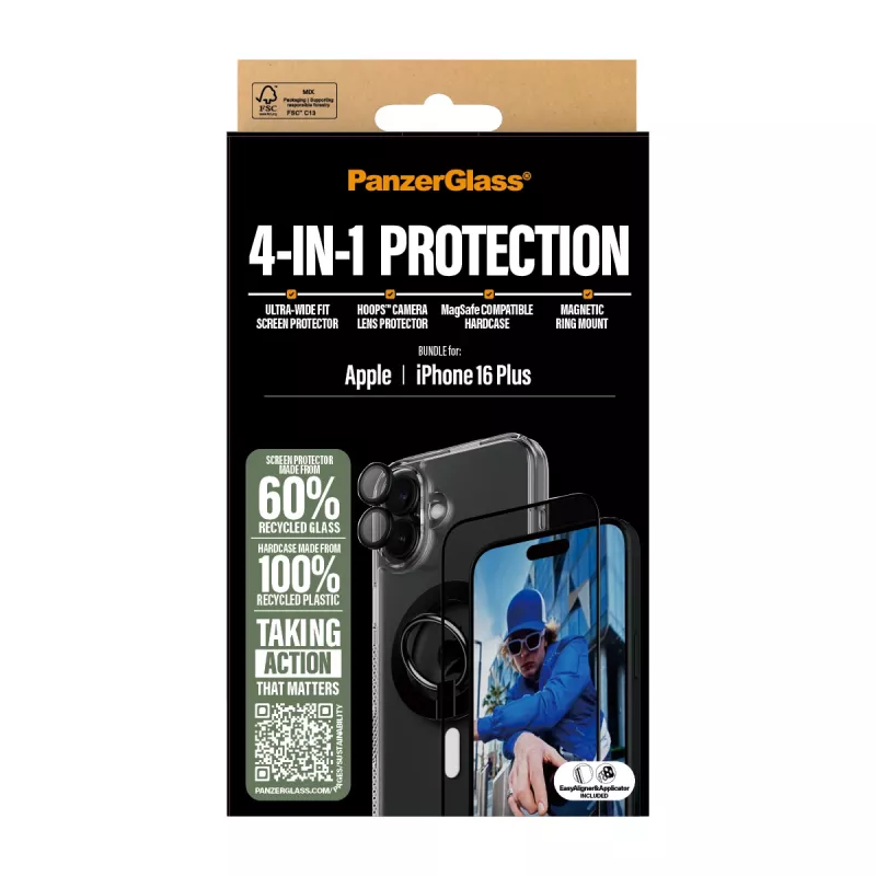 PanzerGlass ® 4-in-1 Protection Bundle iPhone 16 Plus, Apple, Apple - iPhone 16 Plus, Dry application, Scratch resistant, Shock resistant, Transparent, 1 pc(s)