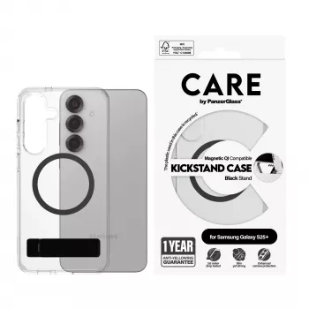 PanzerGlass CARE™ by ® Case Transparent w. Black Kickstand & Qi Compatible Samsung Galaxy S25+