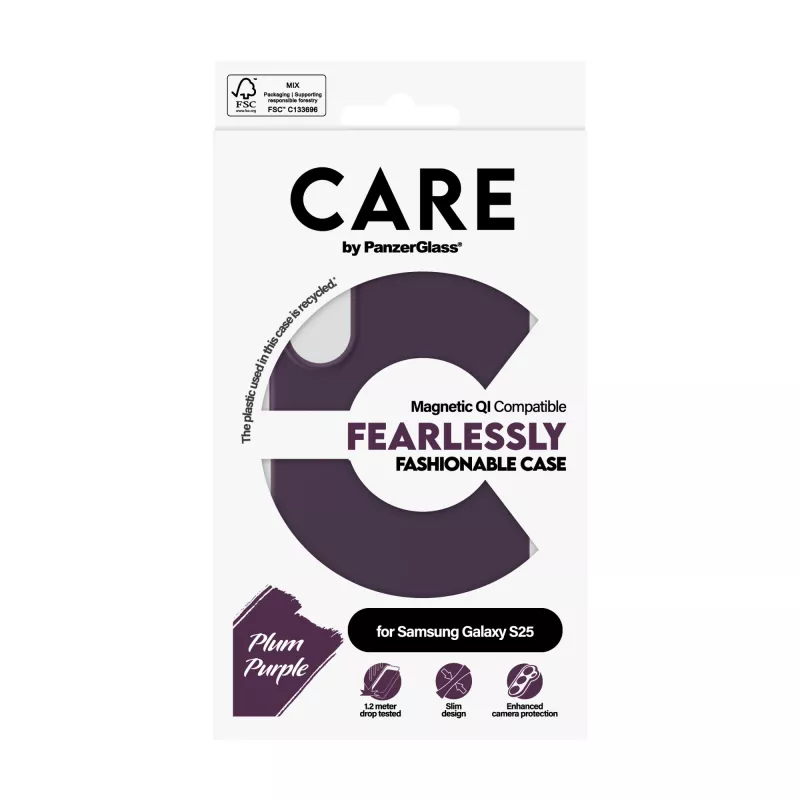 PanzerGlass CARE™ by ® Case Plum Purple w. Qi Compatible Samsung Galaxy S25