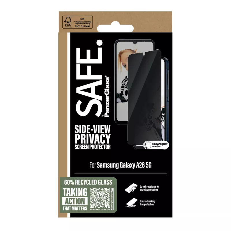PanzerGlass SAFE. by ® Privacy Screen Protector Samsung Galaxy A26 5G | Ultra-Wide Fit w. EasyAligner
