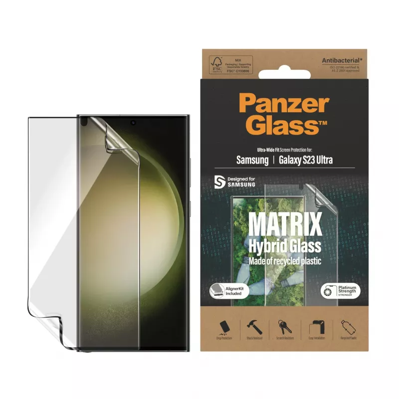 PanzerGlass ® ECO MATRIX Screen Protector Samsung Galaxy S23 Ultra | Ultra-Wide Fit w. AlignerKit