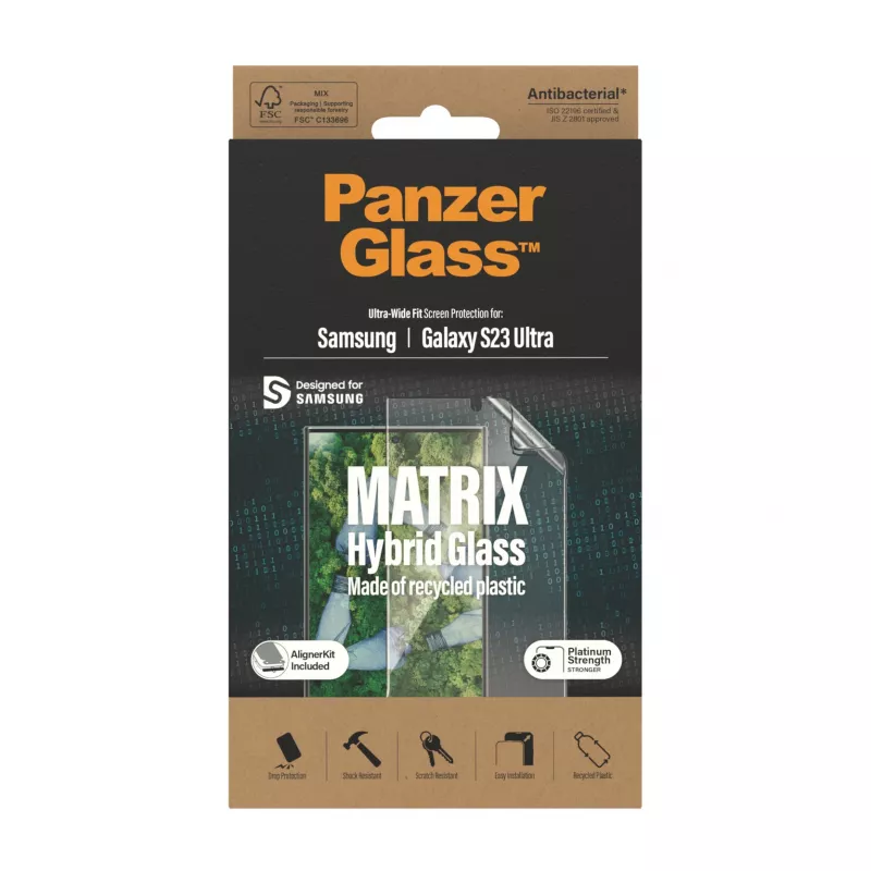 PanzerGlass ® ECO MATRIX Screen Protector Samsung Galaxy S23 Ultra | Ultra-Wide Fit w. AlignerKit