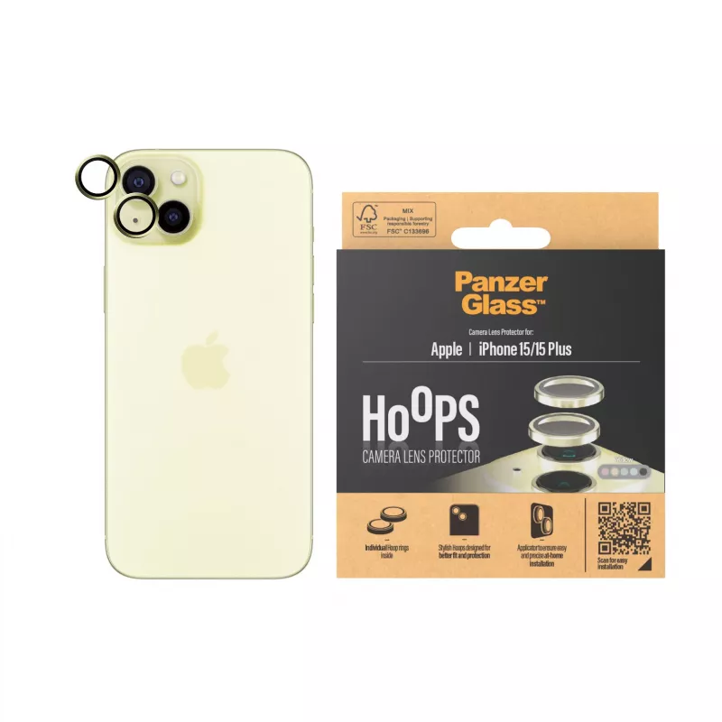 PanzerGlass ® Hoops® Camera Lens Protector Yellow iPhone 15 | 15 Plus