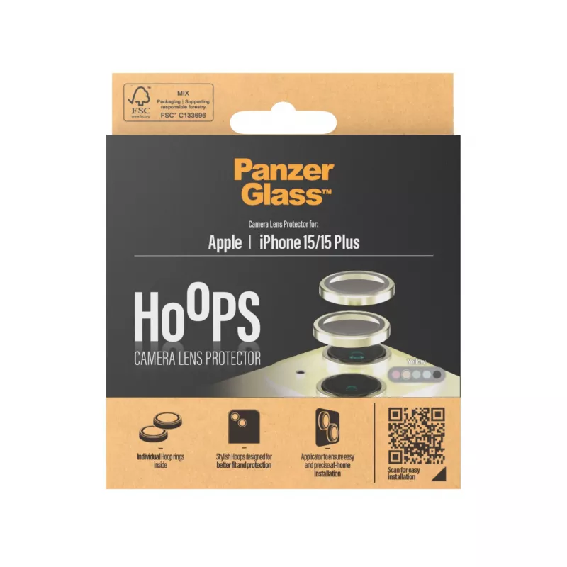 PanzerGlass ® Hoops® Camera Lens Protector Yellow iPhone 15 | 15 Plus