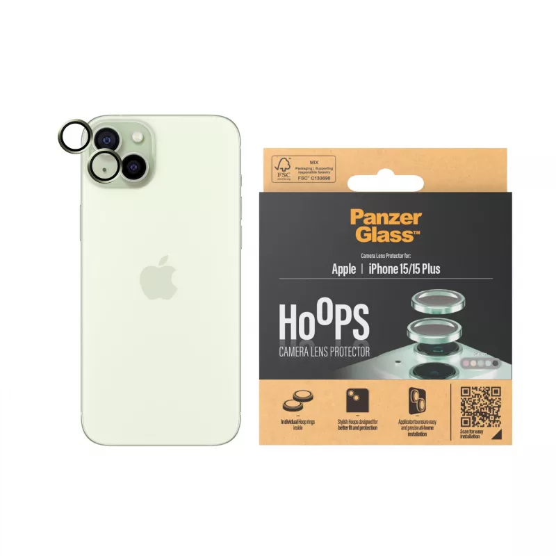 PanzerGlass ® Hoops® Camera Lens Protector Green iPhone 15 | 15 Plus
