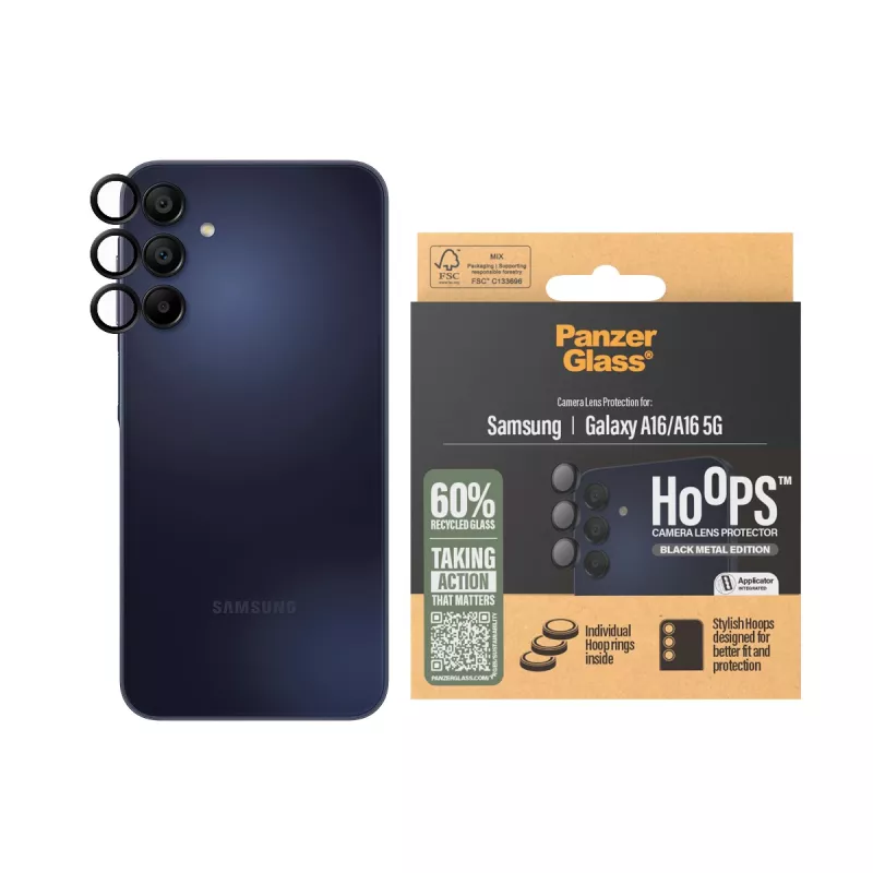 PanzerGlass ® Hoops® Camera Lens Protector Black Samsung Galaxy A16 | A16 5G