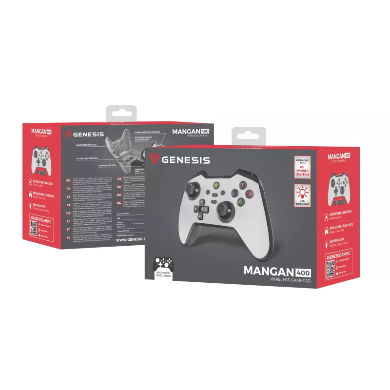 GENESIS Mangan 400 White Bluetooth Gamepad Analogue / Digital Android, MAC, Nintendo Switch, PC, iOS