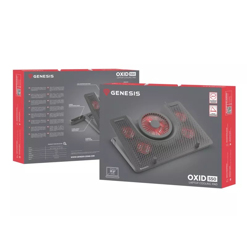 GENESIS Oxid 550 laptop cooling pad 43.9 cm (17.3 inch) 2800 RPM Black